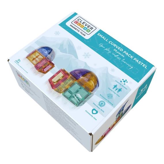Cleverclixx magnetická stavebnice Small Curved Pack Pastel 34 ks, 3 zdjęcie