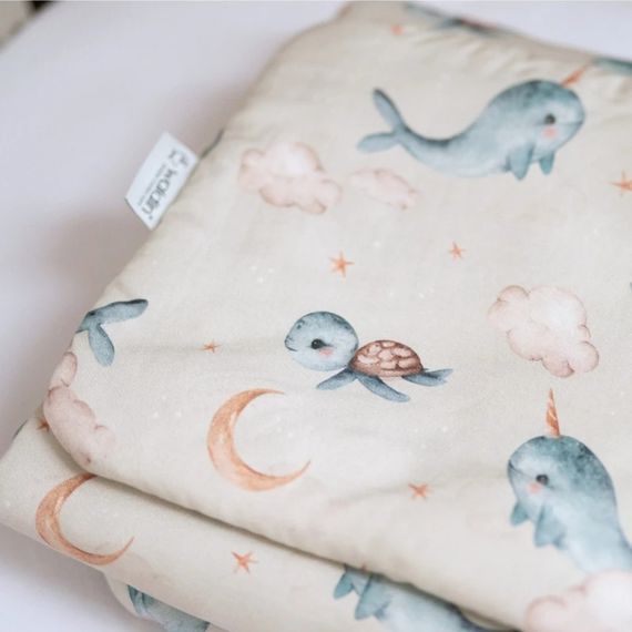 Waldin Bamboo Children's Pillow 60x40 cm Whales Beige, Rozmiar: 60x40, Kolor: Beige, image , 7 image
