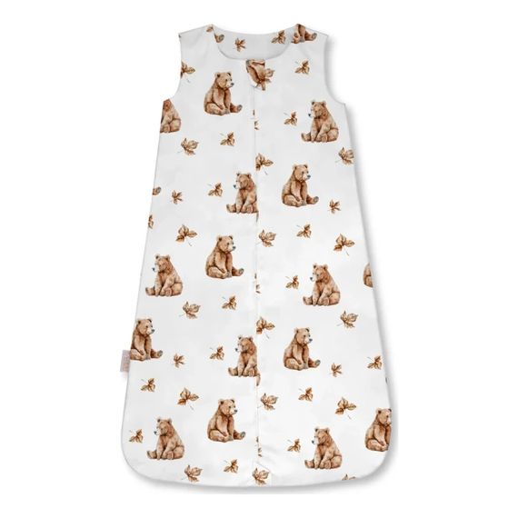 Waldin Bamboo Baby Sleeping Bag 0.5 TOG 6-18 Months Teddy Bears White, Rozmiar: 6-18m, Rodzaj: 0.5 tog, Kolor: White, image 