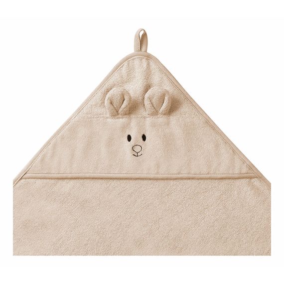 BabyOno okrycie kąpielowe bambusowe z kapturkiem 100x100 cm ciemny beż, Rozmiar: 100x100cm, Kolor: Ciemny beż, 2 zdjęcie