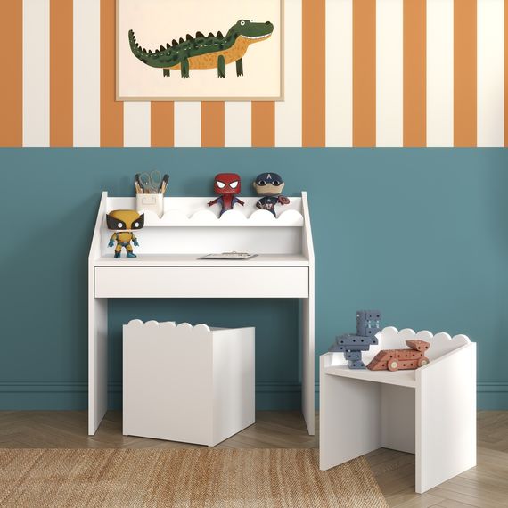 Bellamy Book Nook psací stůl Montessori Snow, Kolor: Snow, 5 zdjęcie
