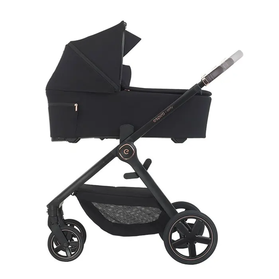 Espiro Only kočárek 2v1 kombinovaný s hlubokou korbou a sportovní sedačkou, Rodzaj wózka: głęboko-spacerowy, Kolor materiału: 510 Stylish Black, 3 zdjęcie