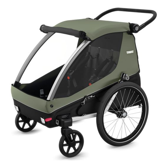 Thule Courier přívěsný vozík za kolo pro jedno nebo dvě děti s možností nákladního přívěsu, Kolor materiału: Vintage Green, 3 zdjęcie