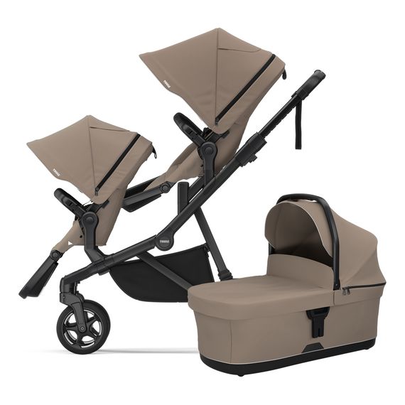 Thule Sleek 2 kočárek rok po roce, Rodzaj wózka: rok po roku, Kolor materiału: Tinted Taupe, Kolor ramy: Black