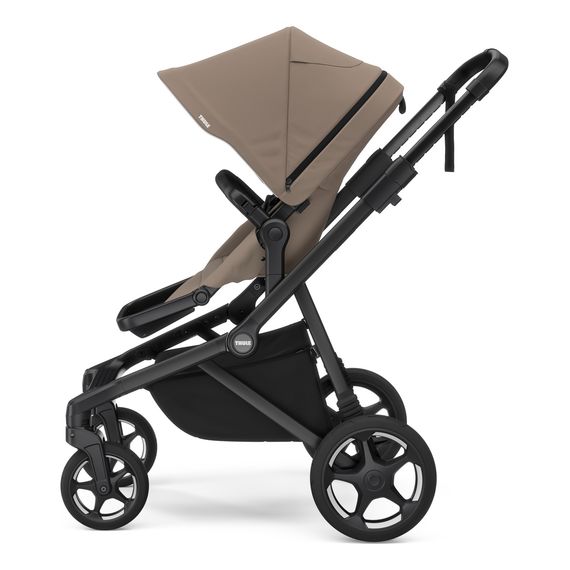 Thule Sleek 2 kočárek pro dvojčata, Rodzaj wózka: bliżniaczy, Kolor materiału: Tinted Taupe, Kolor ramy: Black, 4 zdjęcie