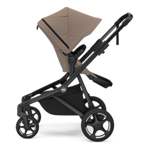 Thule Sleek 2 kočárek pro dvojčata, Rodzaj wózka: bliżniaczy, Kolor materiału: Tinted Taupe, Kolor ramy: Black, 6 zdjęcie