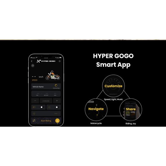 Hyper Gogo Cruiser 12 Plus motocykl elektryczny z aplikacją Czarny, Kolor: czarny, 6 zdjęcie