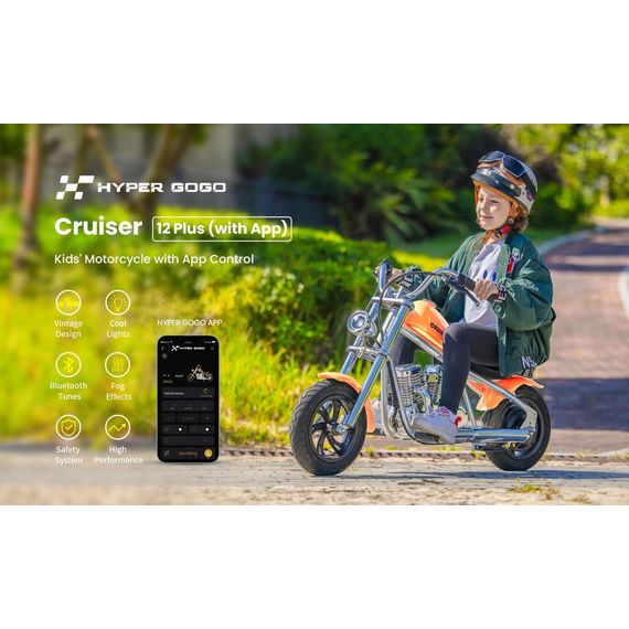 Hyper Gogo Cruiser 12 Plus motocykl elektryczny z aplikacją Pomarańczowy, Kolor: pomarańczowy, 10 zdjęcie