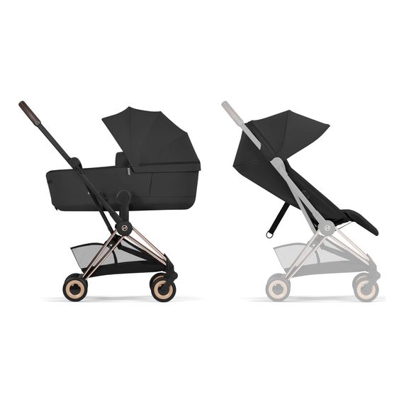 Cybex Coya 2w1 Black Cozy Beige, Rodzaj wózka: głęboko-spacerowy, Kolekcja: Comfort, Kolor materiału: Sepia Black, Kolor ramy: Rosegold