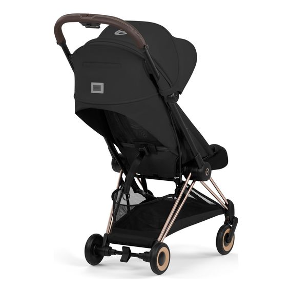Cybex Coya — kompaktní sportovní kočárek do letadla, Rodzaj wózka: spacerowy, Kolekcja: Comfort, Kolor materiału: Sepia Black, Kolor ramy: Rosegold, 6 zdjęcie