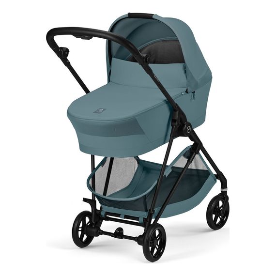 Cybex Melio Carbon — kočárek 2v1 hluboký sportovní na karbonové rámu, Rodzaj wózka: głęboko-spacerowy, Kolor materiału: Stormy Blue