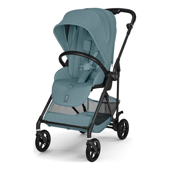 Cybex Melio Carbon — kočárek 2v1 hluboký sportovní na karbonové rámu, Rodzaj wózka: głęboko-spacerowy, Kolor materiału: Stormy Blue, 9 zdjęcie