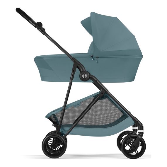 Cybex Melio Carbon — kočárek 2v1 hluboký sportovní na karbonové rámu, Rodzaj wózka: głęboko-spacerowy, Kolor materiału: Stormy Blue, 10 zdjęcie