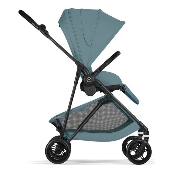 Cybex Melio Carbon — kočárek 2v1 hluboký sportovní na karbonové rámu, Rodzaj wózka: głęboko-spacerowy, Kolor materiału: Stormy Blue, 11 zdjęcie
