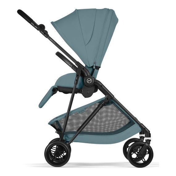 Cybex Melio Carbon — kočárek 2v1 hluboký sportovní na karbonové rámu, Rodzaj wózka: głęboko-spacerowy, Kolor materiału: Stormy Blue, 12 zdjęcie