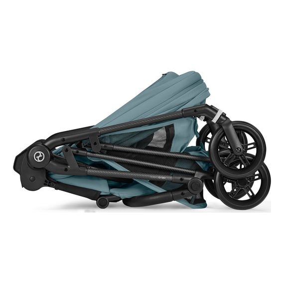 Cybex Melio Carbon — kočárek 2v1 hluboký sportovní na karbonové rámu, Rodzaj wózka: głęboko-spacerowy, Kolor materiału: Stormy Blue, 16 zdjęcie