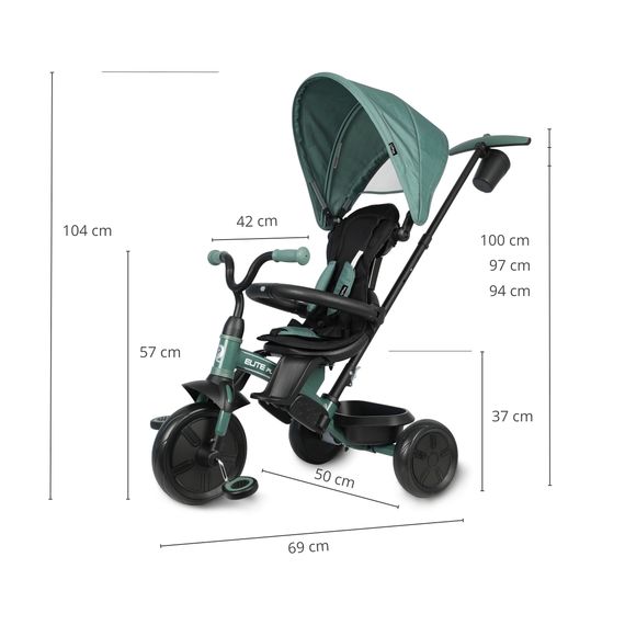 QPlay Elite Platinum tříkolka Green, Kolor: Green, 5 zdjęcie
