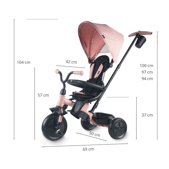 QPlay Elite Platinum tříkolka Pink, Kolor: Pink, 11 zdjęcie