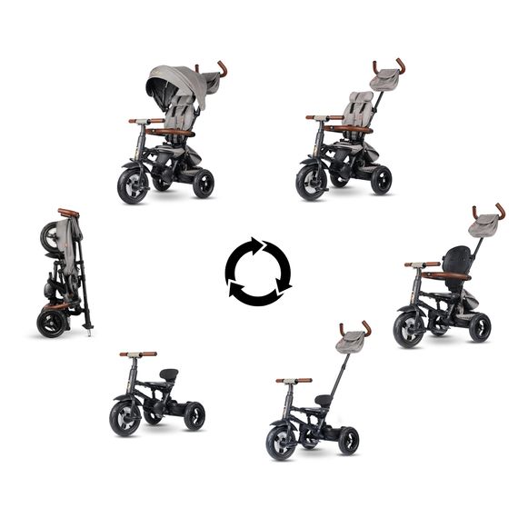 QPlay Rito Deluxe Rubber tříkolka Grey, Kolor: Grey, 6 zdjęcie