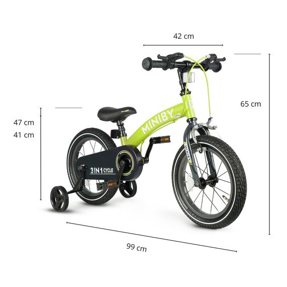 QPlay Miniby 14 3-in-1 Children's Bike Green, Kolor: Green, image , 6 image