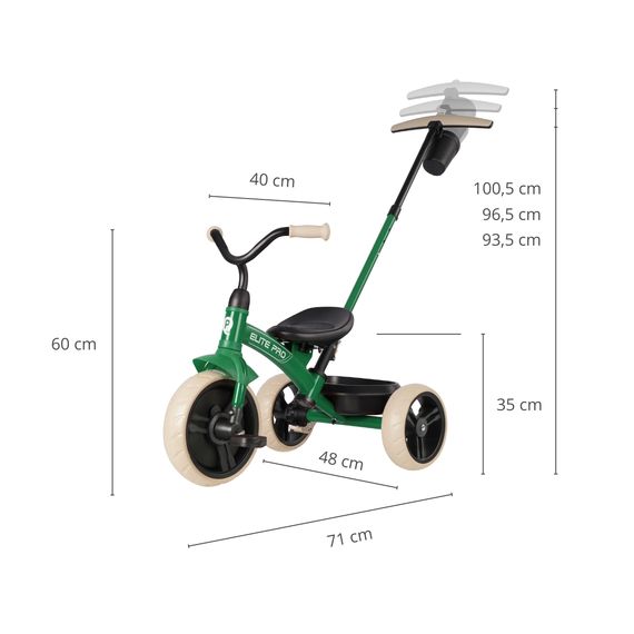 QPlay Elite Pro tříkolka Green, Kolor: Green, 7 zdjęcie