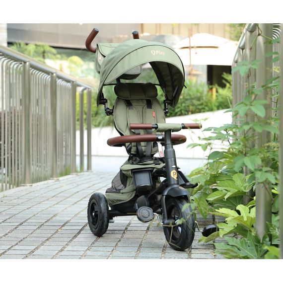 QPlay Rito Deluxe Rubber tříkolka Olive, Kolor: Olive, 7 zdjęcie