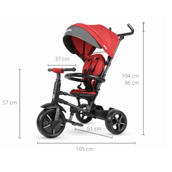 QPlay Rito Star Foldable Tricycle Red, Kolor: Red, image , 11 image