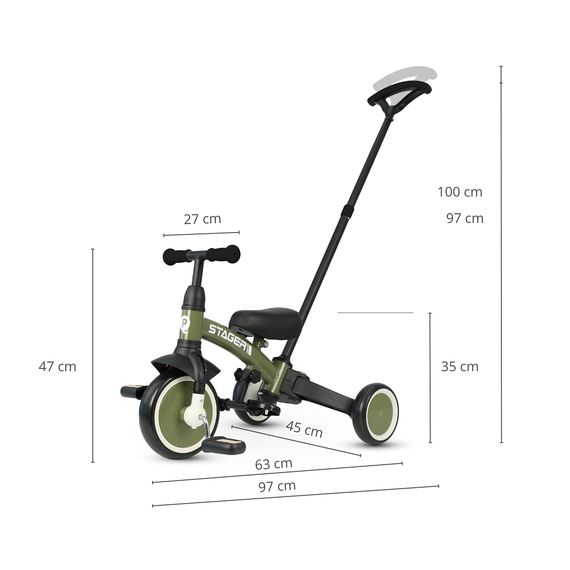 QPlay Stager 3w1 tříkolka Green, Kolor: Green, 12 zdjęcie