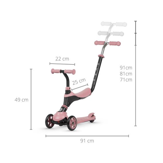QPlay Sema 3w1 koloběžka Pink, Kolor: Pink, 5 zdjęcie