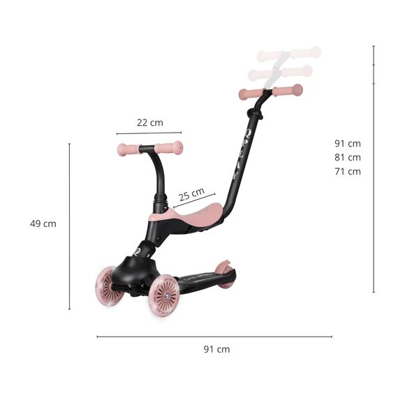 QPlay Sema Evo 3-in-1 Scooter Coral Pink, Kolor: Coral Pink, image , 17 image