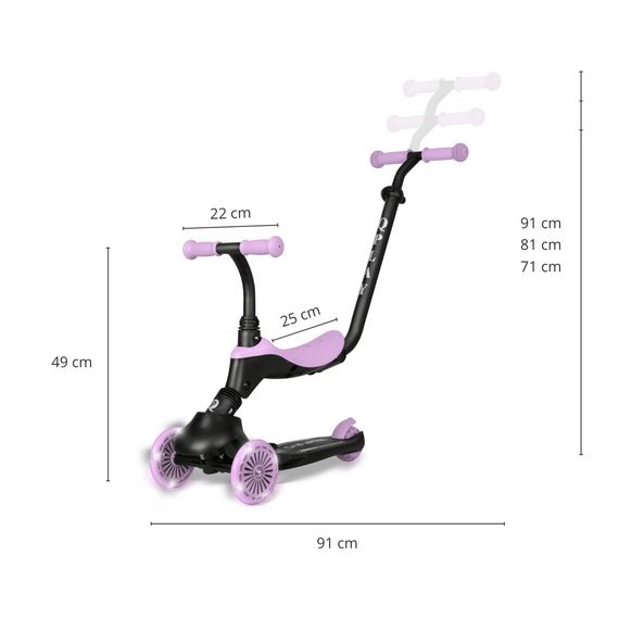 QPlay Sema Evo 3w1 koloběžka Violet, Kolor: Violet, 17 zdjęcie