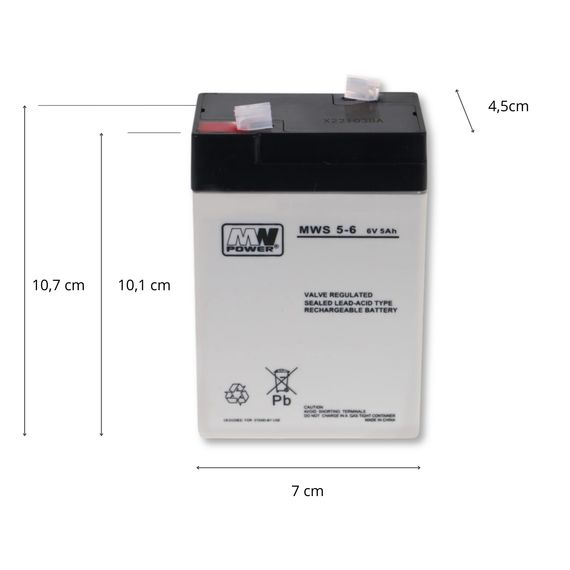 Milly Mally akumulátor AGM 12V 5Ah 3–5 let 90×70×107 mm 1,40 kg Faston 187 MWS 5-12, Rozmiar/wiek dziecka: 6V, 4 zdjęcie