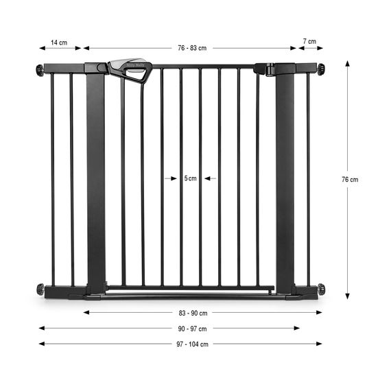 Milly Mally Guardy 104 cm Safety Gate with Extensions Black, Rozmiar: 104 cm, Kolor: Black, image , 5 image