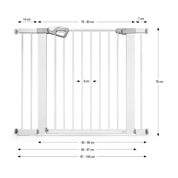 Milly Mally Guardy 104 cm Safety Gate with Extensions White, Rozmiar: 104 cm, Kolor: White, image , 5 image