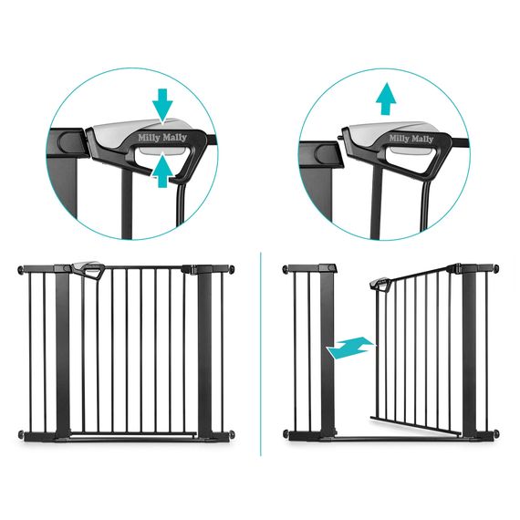 Milly Mally Guardy 104 cm Safety Gate with Extensions Black, Rozmiar: 104 cm, Kolor: Black, image , 14 image