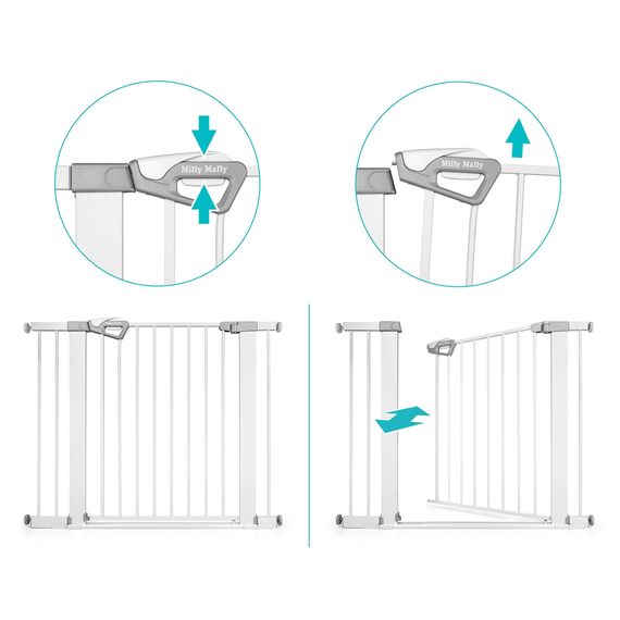 Milly Mally Guardy 104 cm Safety Gate with Extensions White, Rozmiar: 104 cm, Kolor: White, image , 14 image