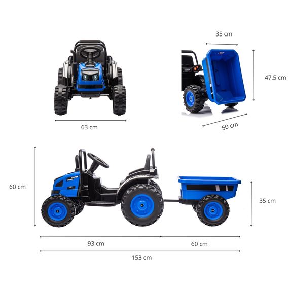 Milly Mally Farmer Tractor elektrické vozítko s přívěsem Blue, Kolor: Blue, 7 zdjęcie