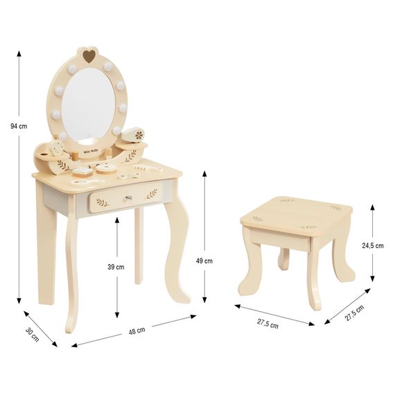 Milly Mally Elly toaletní stolek Natural, Kolor: Natural, 7 zdjęcie