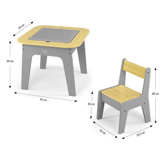 Milly Mally Olaf Blocks zestaw mebli - stolik i dwa krzesełka Dark Grey, Kolor: Dark Grey, 3 zdjęcie