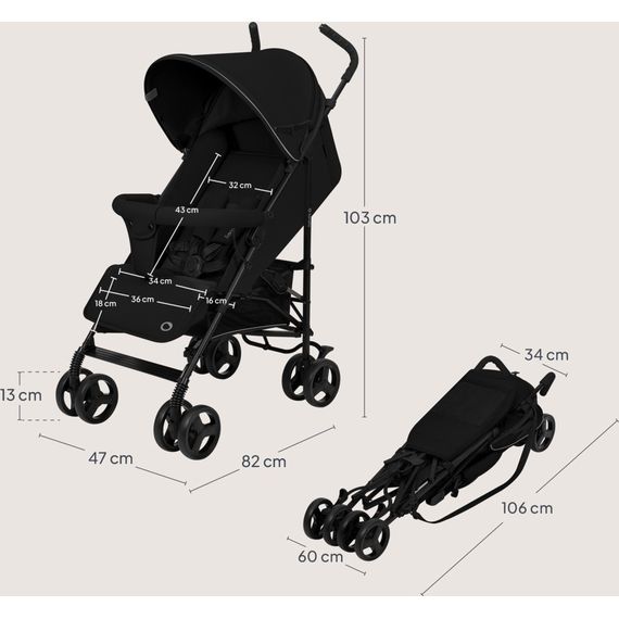 Lionelo Elia - wózek spacerowy typu parasolka, Kolor materiału: Black Onyx, 10 zdjęcie