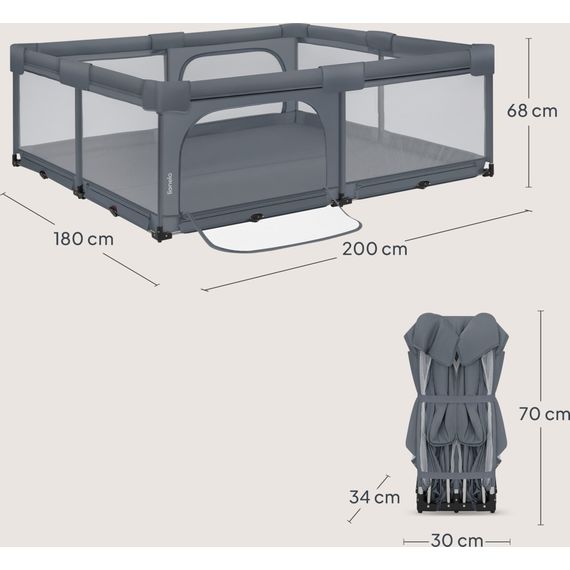 Lionelo Florence XL Grey Stone - Skládací ohrádka pro děti, Rodzaj: XL, Kolor: Grey Stone, 4 zdjęcie