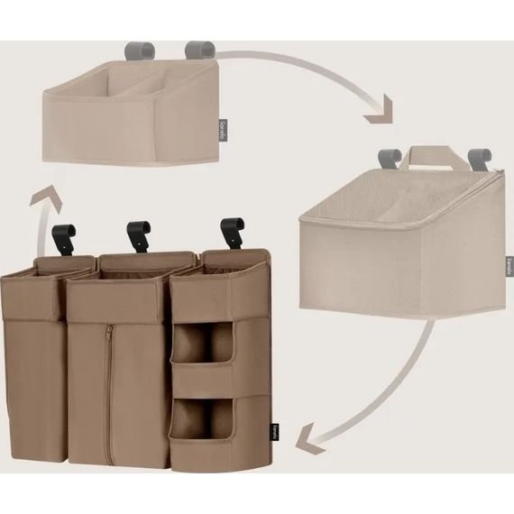 Lionelo Sidepocket Cot Organiser Large Beige, Rozmiar: L, Kolor: Beige, image , 6 image