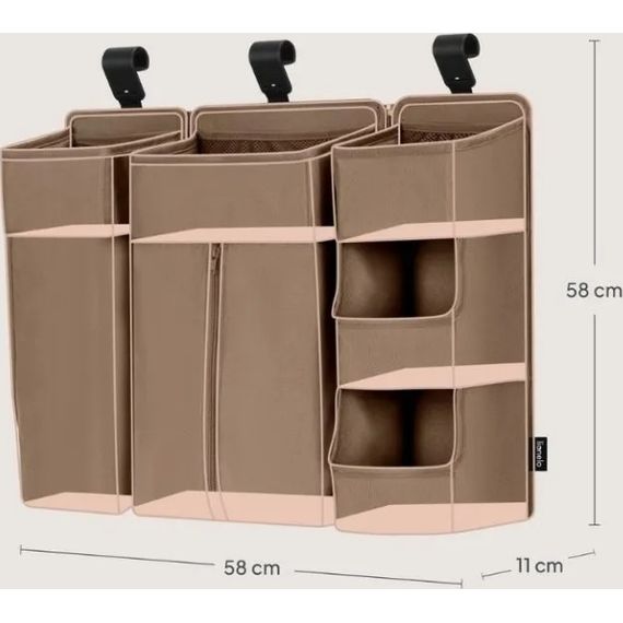 Lionelo Sidepocket Cot Organiser Large Beige, Rozmiar: L, Kolor: Beige, image , 7 image