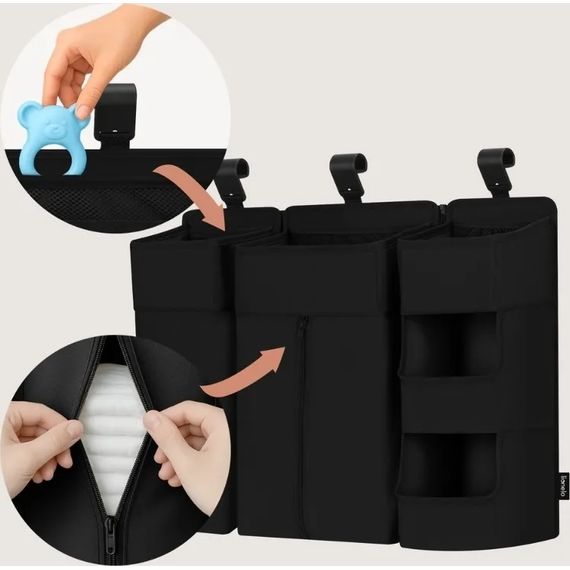 Lionelo Sidepocket organizér na postýlku Large Black, Rozmiar: L, Kolor: Black, 5 zdjęcie