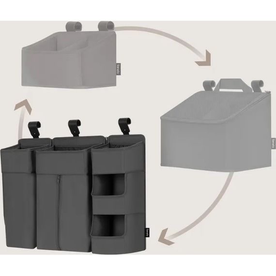 Lionelo Sidepocket Cot Organiser Large Grey, Rozmiar: L, Kolor: Grey, image , 8 image