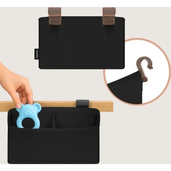 Lionelo Sidepocket Cot Organiser Small Black, Rozmiar: S, Kolor: Black, image , 6 image