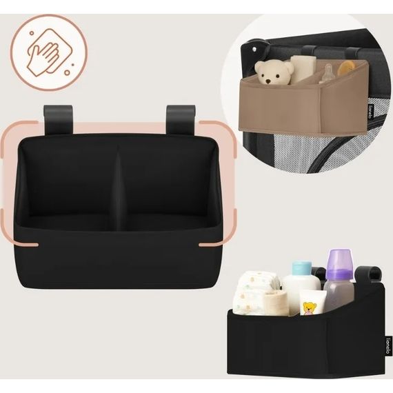 Lionelo Sidepocket Cot Organiser Small Black, Rozmiar: S, Kolor: Black, image , 7 image