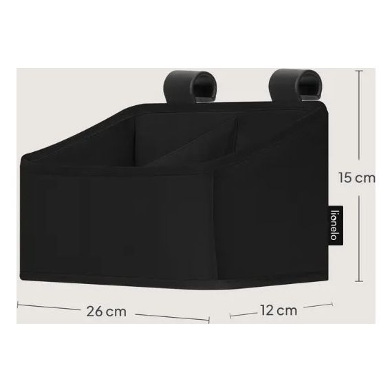 Lionelo Sidepocket Cot Organiser Small Black, Rozmiar: S, Kolor: Black, image , 9 image