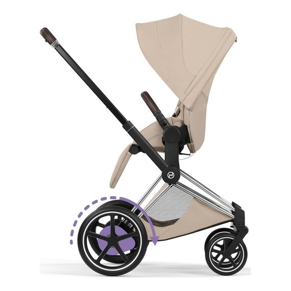 Cybex ePriam 5 2w1 Style City Grey - Chrome Brown, Rodzaj wózka: głęboko-spacerowy, Kolekcja: Style, Kolor materiału: Cozy Beige, Kolor ramy: Chrome Brown, 10 zdjęcie