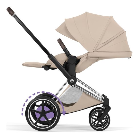Cybex ePriam 5 2w1 Style City Grey - Chrome Brown, Rodzaj wózka: głęboko-spacerowy, Kolekcja: Style, Kolor materiału: Cozy Beige, Kolor ramy: Chrome Brown, 11 zdjęcie